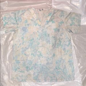 Pastel Patterned Scrub Top